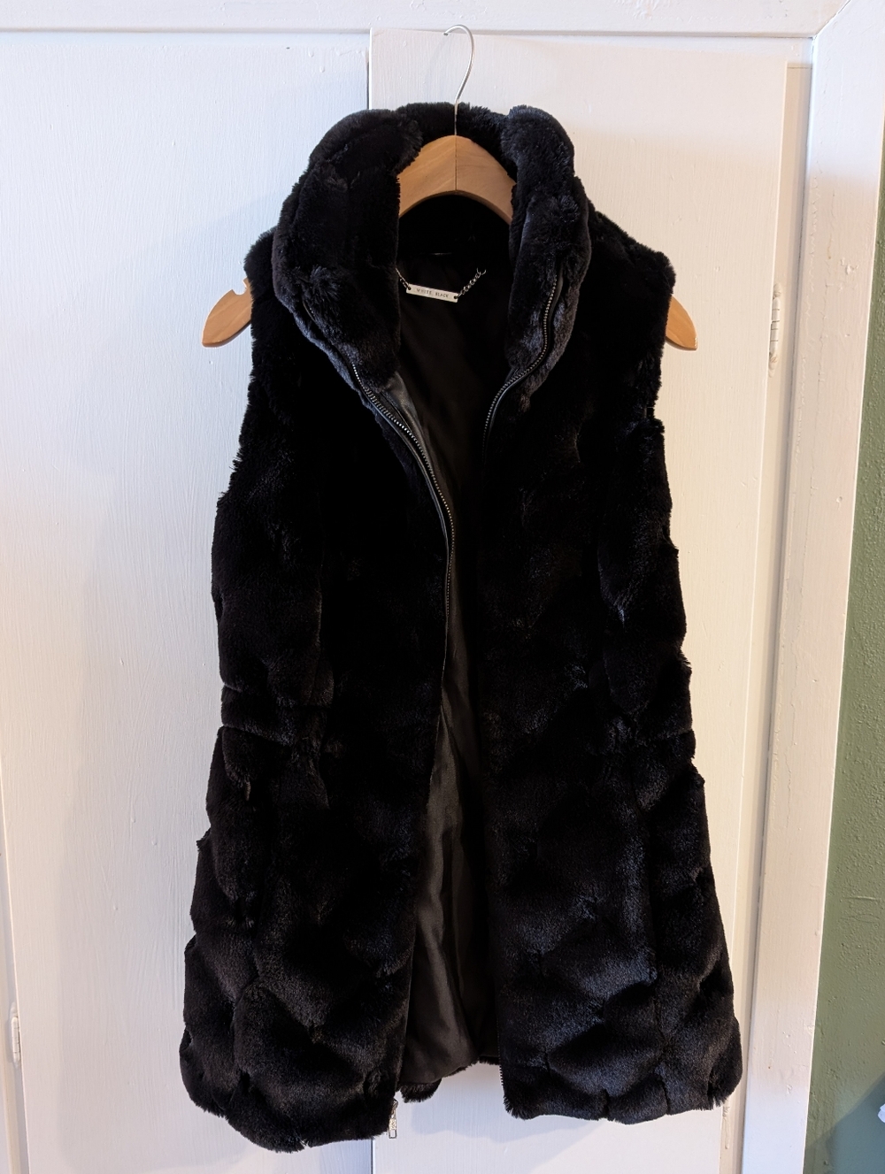 White House Black Market | Black Faux Fur Vest